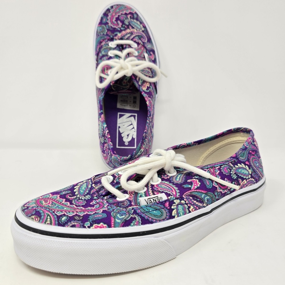 Vans Authentic Purple Paisley Canvas Low Top Sneakers Womens 6 Mens 4.5 - Picture 2 of 16